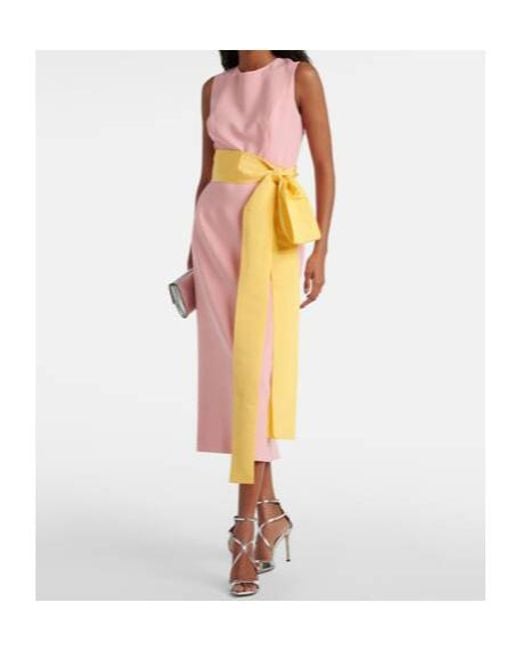 Carolina Herrera Yellow Bow-Detail Crepe Midi Dress
