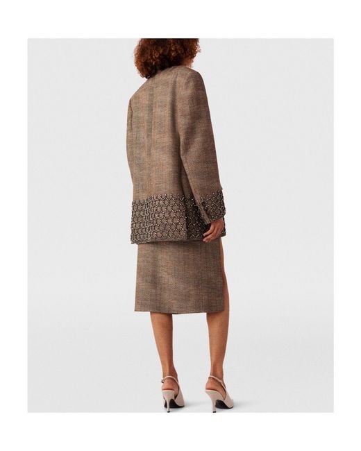 Stella McCartney Gray Side-Slit Tweed Skirt