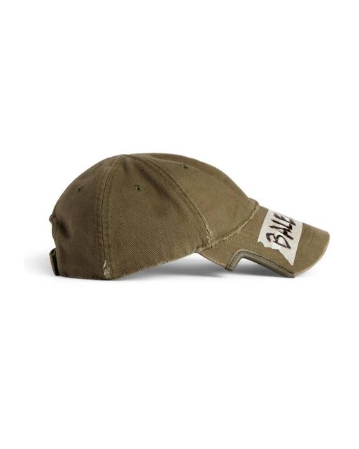 Balenciaga Green Masking Tape Distressed Baseball Cap for men