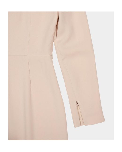 Roland Mouret Natural Twisted Drape Pearl-Trim Dress