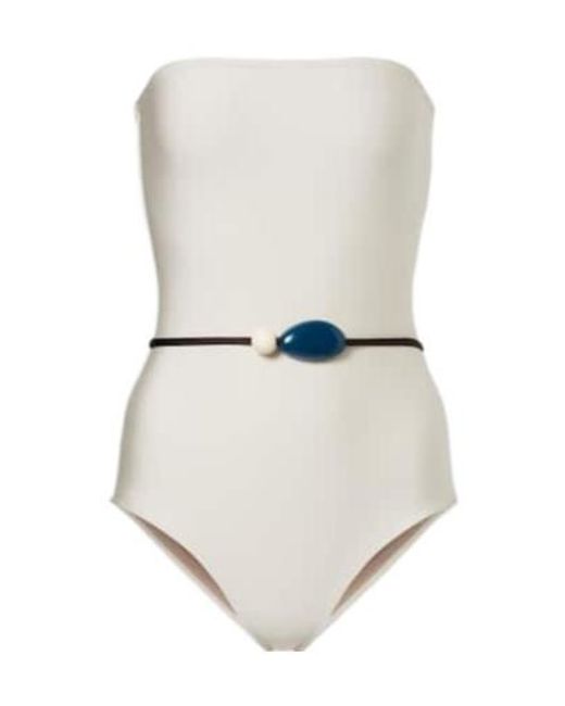 Adriana Degreas White Belted Embellished Swimsuit