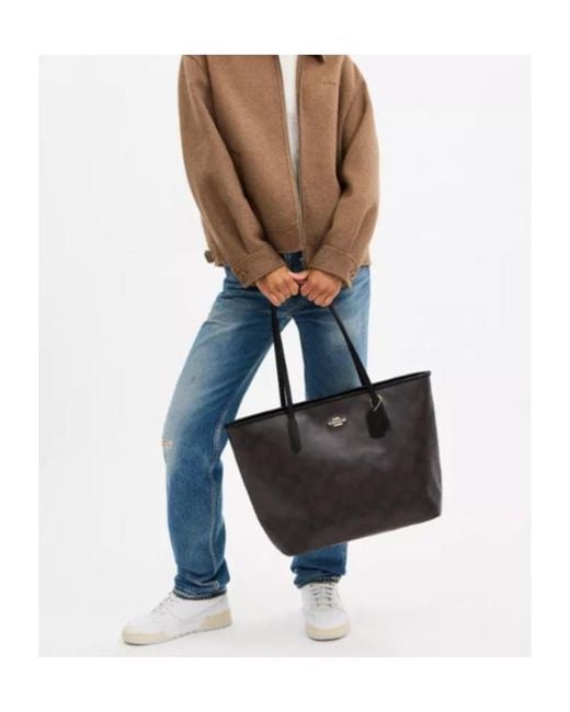 COACH Black Large City Tote Bag