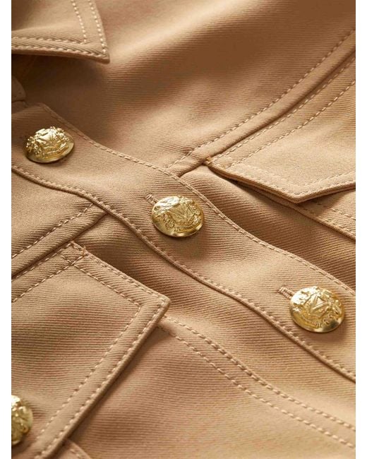 Veronica Beard Natural Colvin Button-Fastening Pocket Blouse