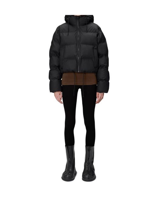 Rains Black Alta Short Puffer Jacket