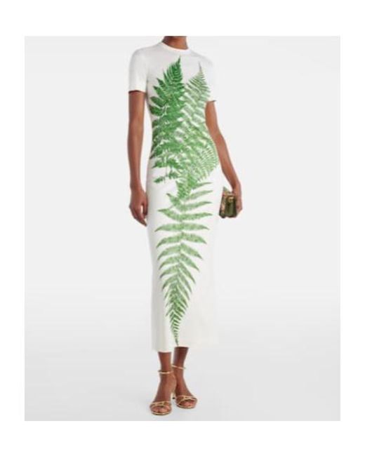 Oscar de la Renta Green Printed Jersey T-Shirt Dress