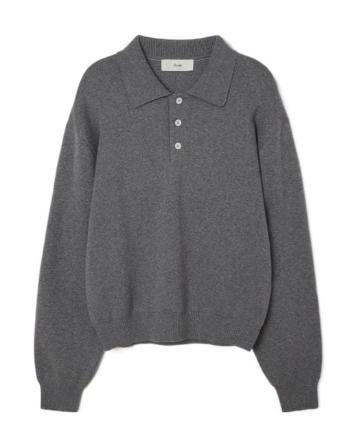 DUNST Gray Long-Sleeved Polo Shirt for men