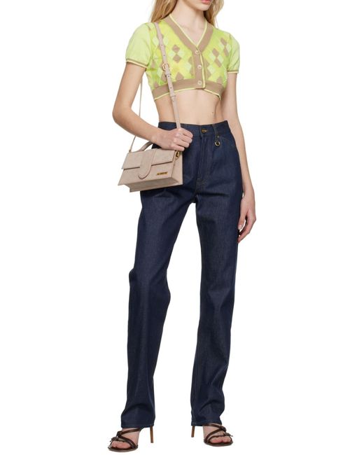 Jacquemus Blue Argyle-Check-Pattern Cropped Top