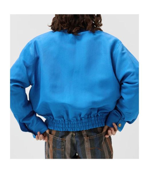 Versace Blue Button-Up Blouson for men