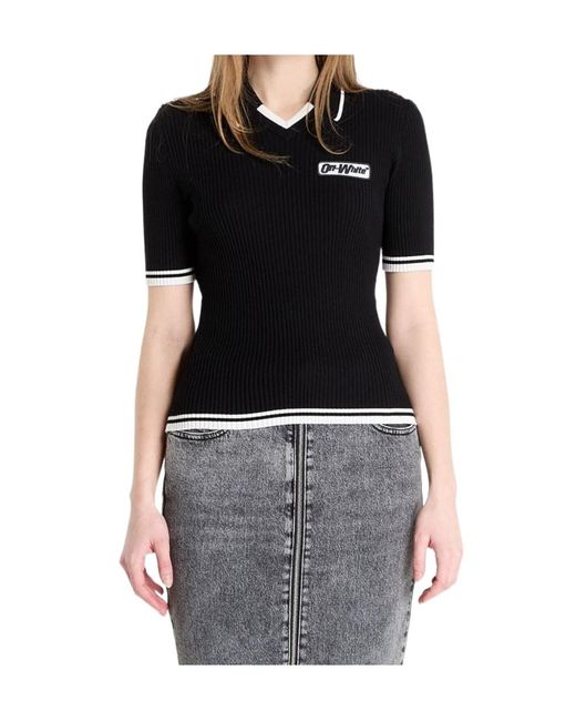 Off-White c/o Virgil Abloh Black Ribbed Short-Sleeve Top