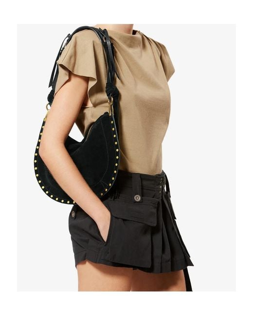 Isabel Marant Black Oskan Fringe Soft Zip Bag