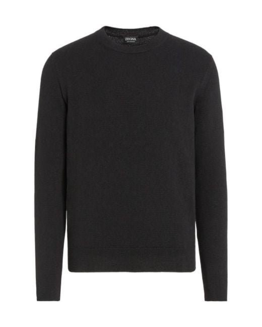 Zegna Black Logo Long-Sleeved Sweater for men