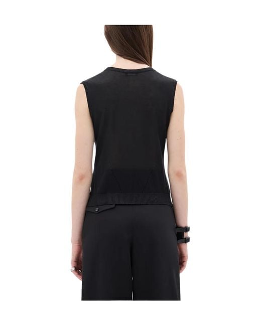 Ann Demeulemeester Black Round-Neck Knit Vest