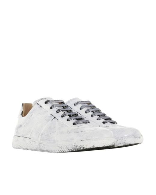 Maison Margiela White Replica Paint Effect Sneakers for men