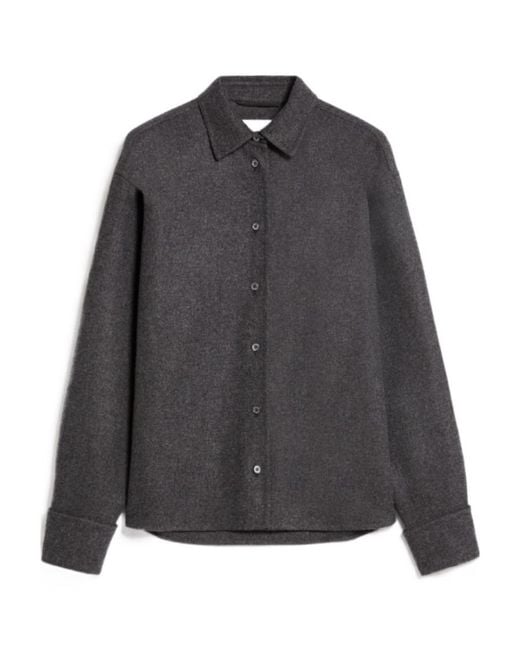 Max Mara Gray Abadan Buttoned Long-Sleeved Shirt
