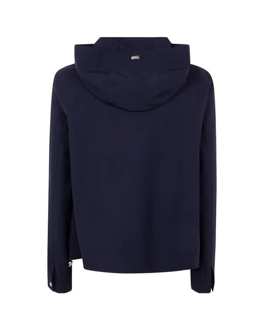 Herno Blue Zip-Up Hooded Jacket