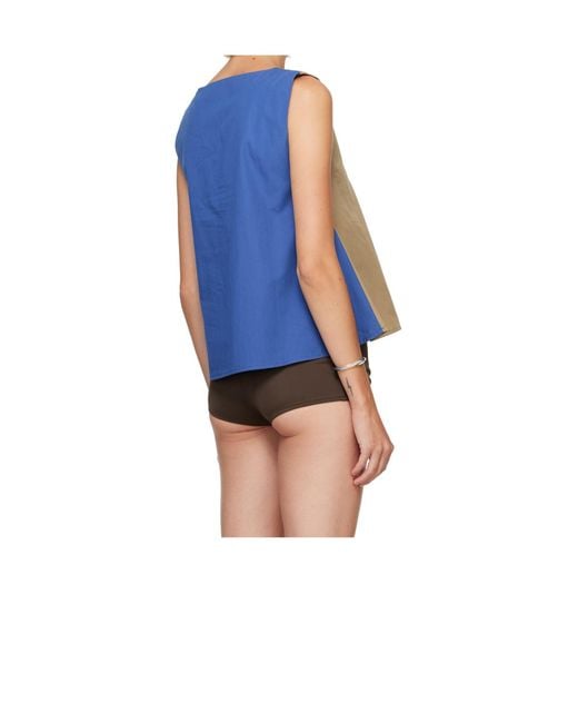 Baserange Blue Round-Neck Sleeveless Top