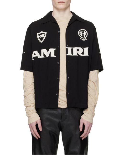 Amiri Black Sport Logo Camp Shirt for men