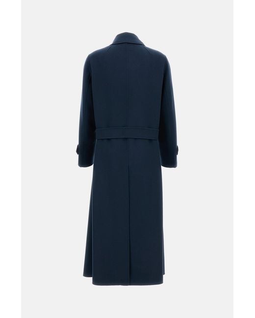 Max Mara Blue 'S Sem Double-Breasted Long Coat