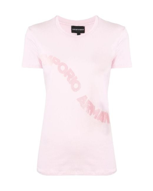 Emporio Armani Pink Logo Short-Sleeved T-Shirt