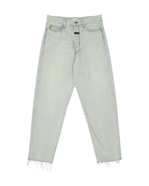 Fear Of God White Straight-Leg Frayed-Edge Jeans for men