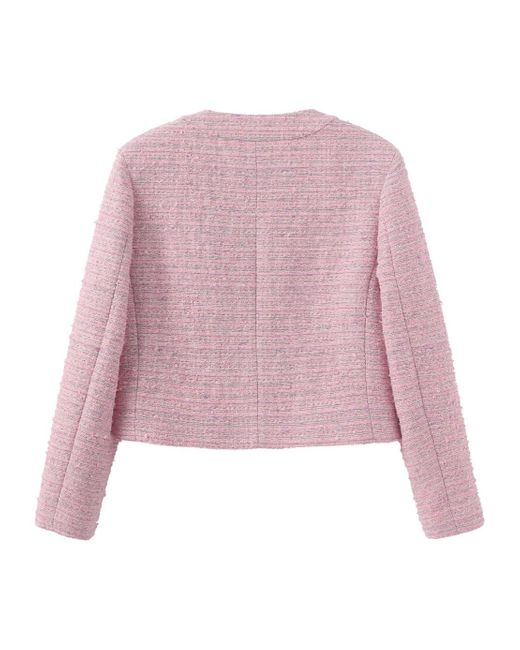 Marissa Chiara Pink Crew Neck Casual Jacket