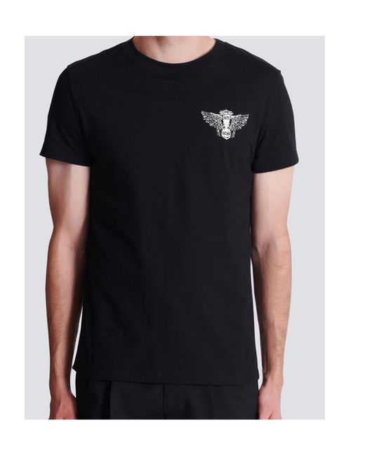 Balmain Black T-Shirt With Wings Print for men