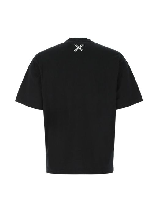 KENZO Black Crossed Logo Crew-Neck T-Shirt for men