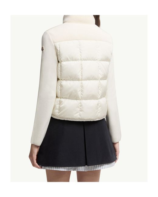Moncler White Square-Quilted Padded Wool Zip-Up Cardigan