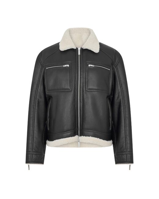 Represent Black Slim-Fit Leather Jacket for men