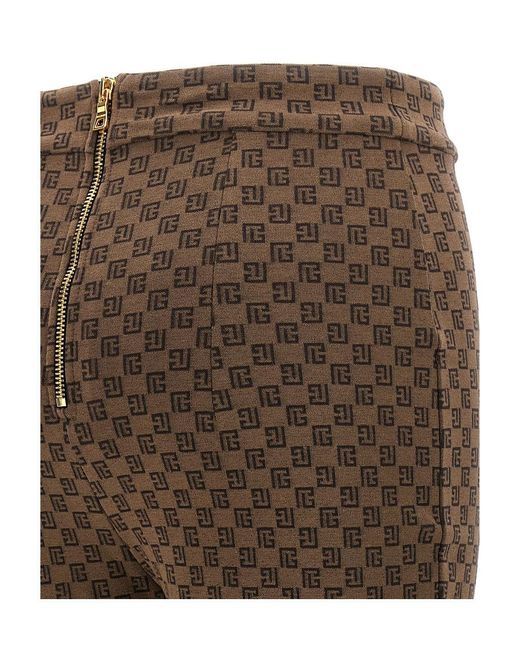 Balmain Brown Mini Monogram Knit Trousers