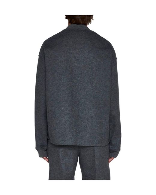 Jil Sander Blue Mock Neck Knitted Jumper for men