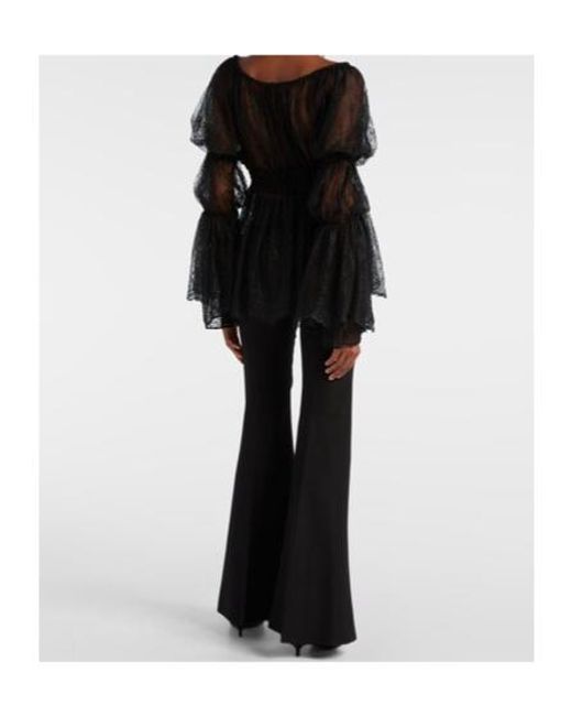 Blumarine Black Floral Chantilly Lace Top