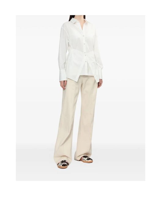Helmut Lang White Button Asymmetric Cotton Shirt