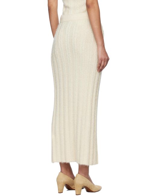 Khaite White Claire Midi Skirt