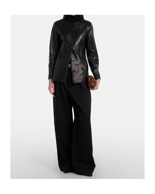 Nour Hammour Black Long-Sleeved Leather Jacket