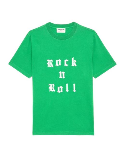 Zadig & Voltaire Green Edwin Rock And Roll T-Shirt