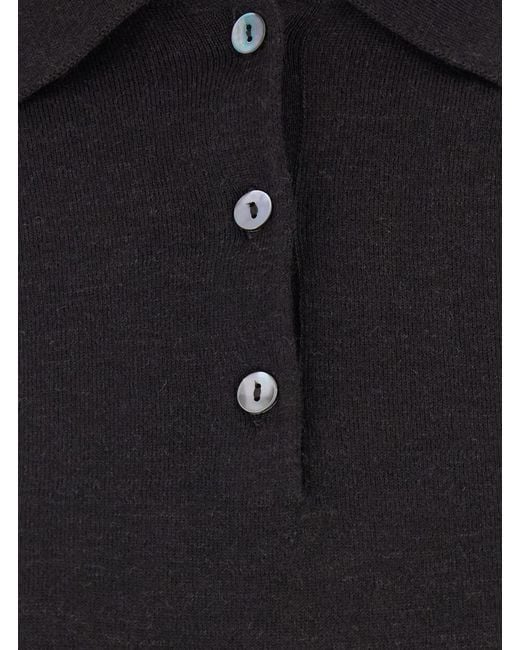 P.A.R.O.S.H. Black Long-Sleeve Polo Top