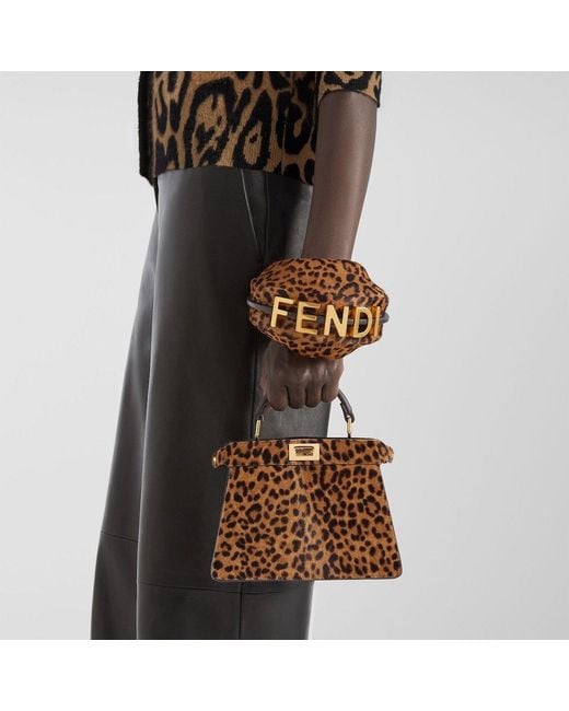 Fendi Brown Nano Graphy Leopard Printed Hobo Bag