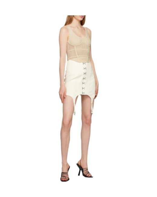 Dion Lee White Corset-Style Crochet-Knit Top