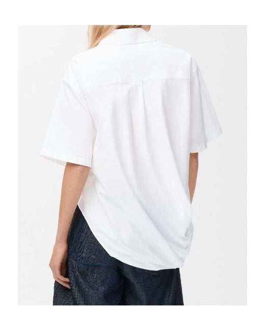 Loewe White Asymmetric Draped Top