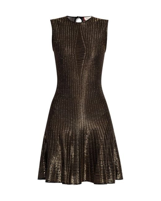 McQueen Brown Lurex Yarn Mini Dress