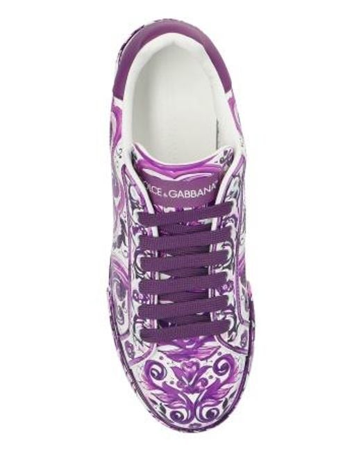 Dolce & Gabbana Purple Majolica Printed Sneakers