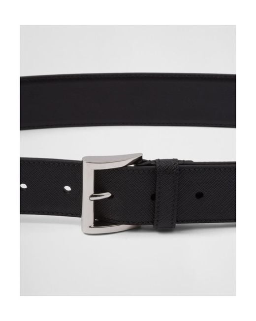 Prada Black Saffiano Buckle Fastened Belt for men