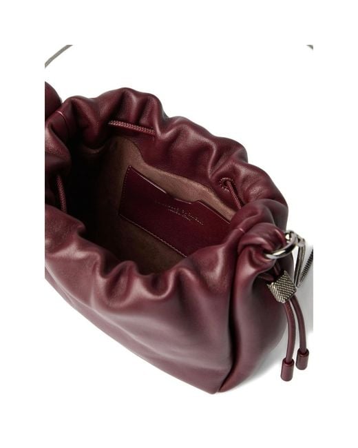 Brunello Cucinelli Brown Mellow Drawstring Small Bucket Bag