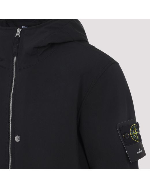 Stone Island Blue Logo Patch Zip-Up Hooded Jacket for men