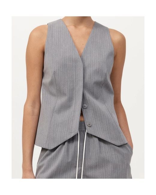 St. Agni Gray Pinstriped Wool-Blend Twill Vest