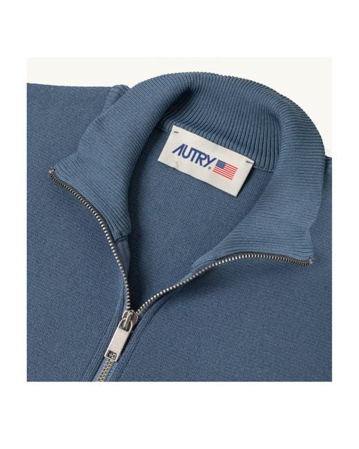Autry Blue Logo Patch Zipped Jacket for men