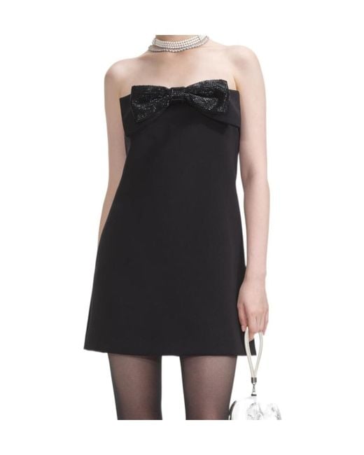 Self-Portrait Black Crepe Bandeau Mini Dress