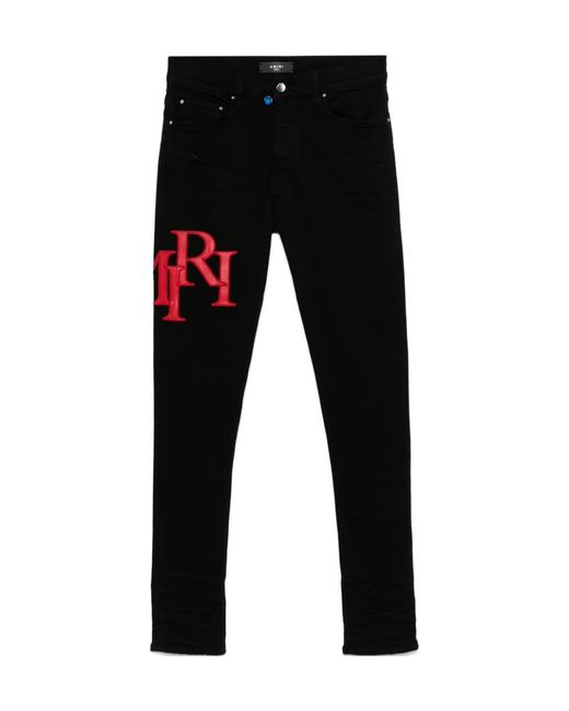 Amiri Black Logo Appliqué Skinny Jeans for men
