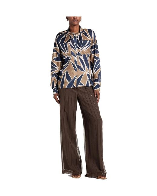 Brunello Cucinelli Blue Silk Shirts Blouses